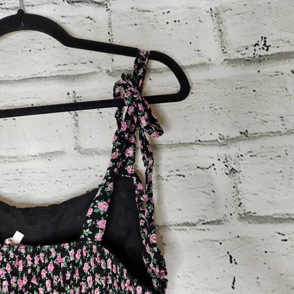 Lottie Moss Floral Ruffle Hem Adjustable Strap Smocked Tank Top Cropped Large - Picture 7 of 13